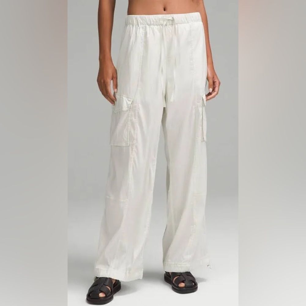 Dip Light Tan Wide Cargo Pants Pull on Style Tencel Small